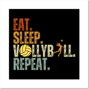 Eat Sleep Volleyball Repeat Funny Volleyball Players Boys Posters and Art